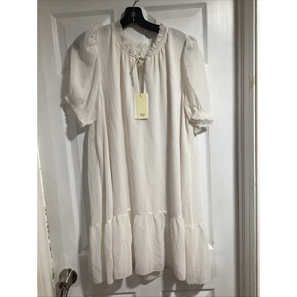 Wilfred | Women's SZ XLarge | WALDEN Dress Light Birch | Lined | Sheer Sleeves